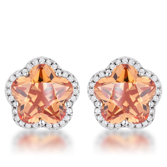 Peachy Floral Stud Earrings