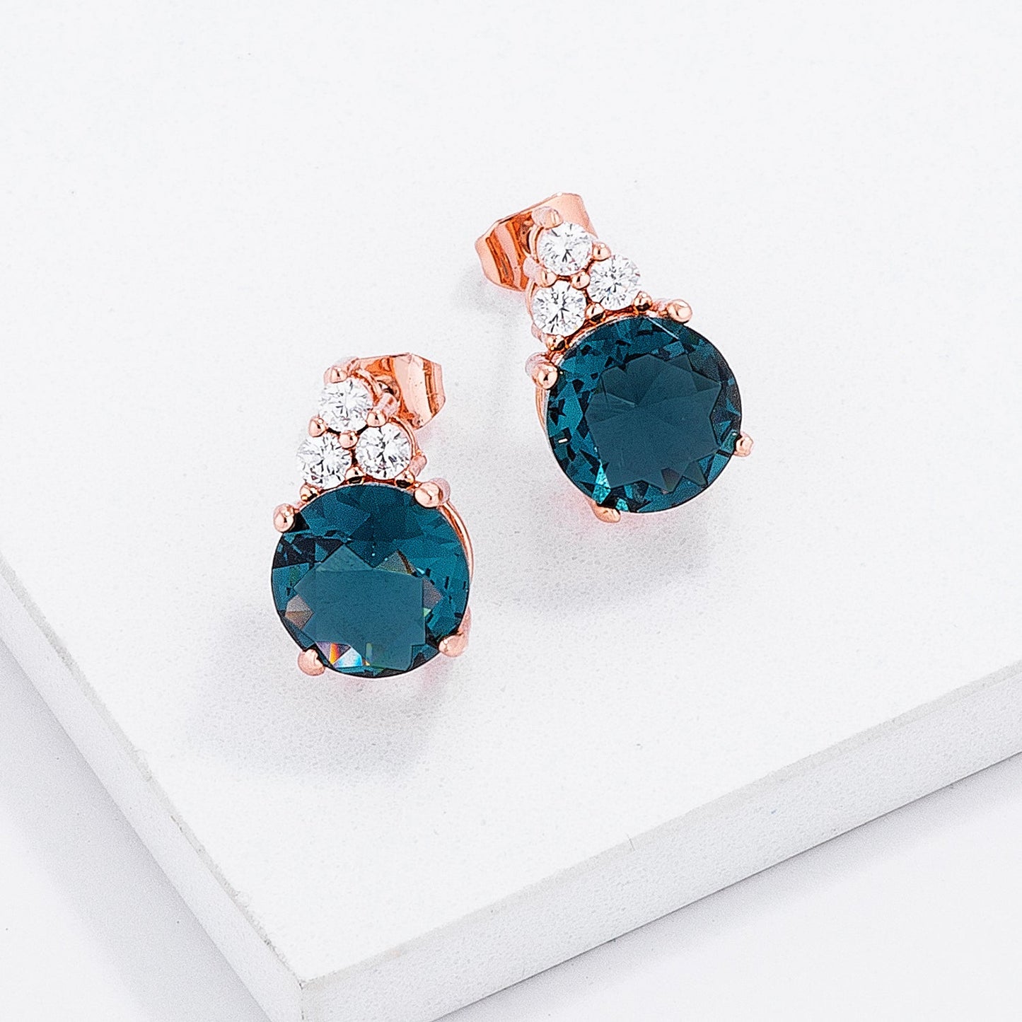 Nova Stud Earring | Blue Green | Rose Gold