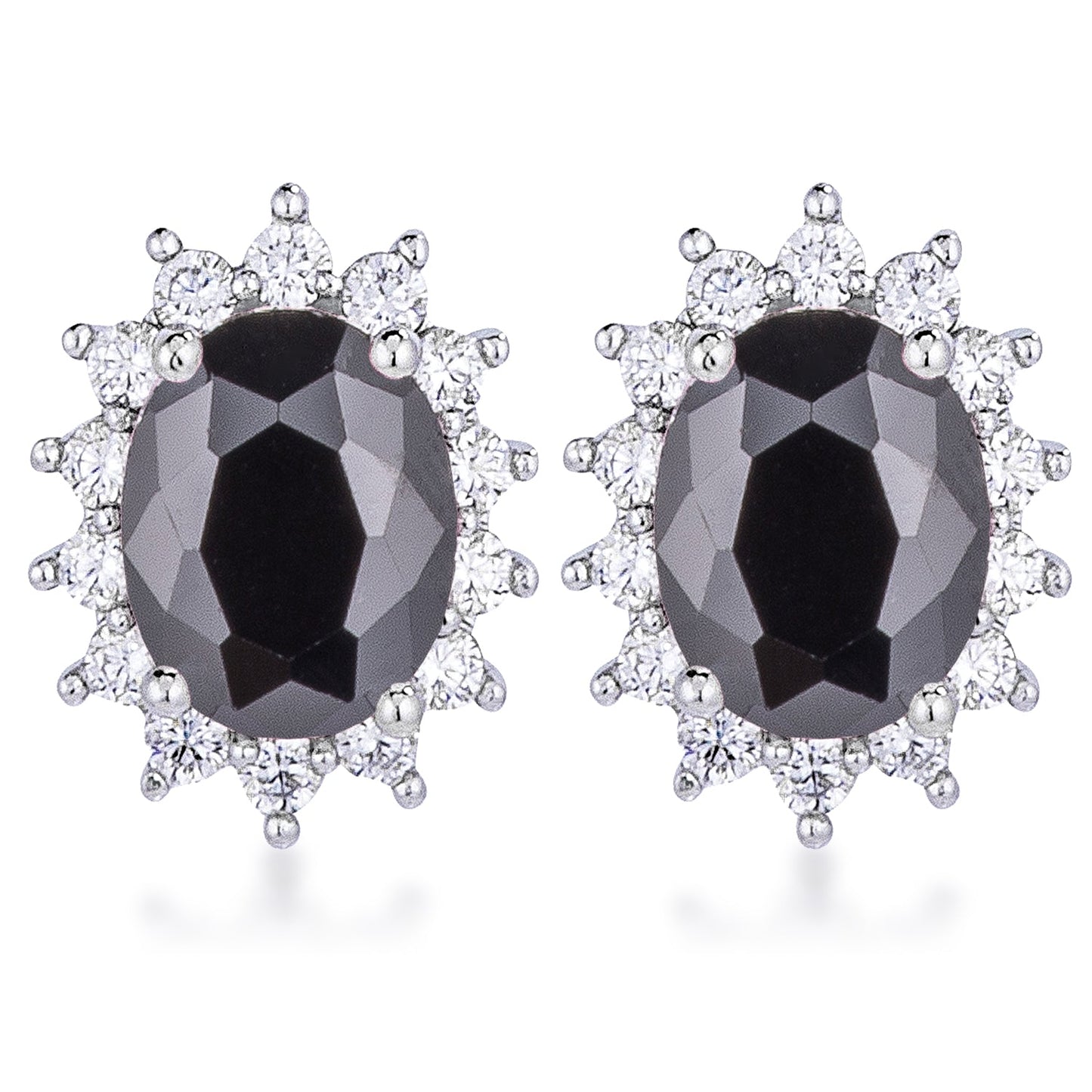 Belleza Oval Earring | Black | Silver