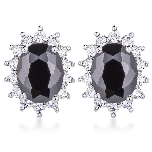 Belleza Oval Earring | Black | Silver