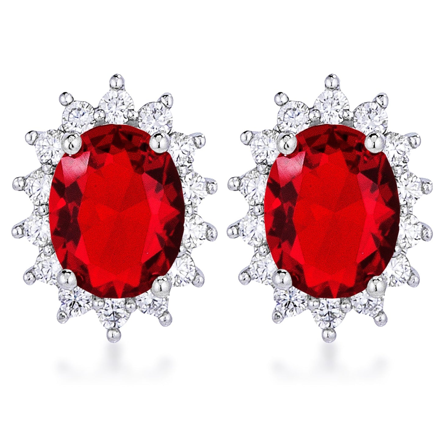 Belleza Oval Earrings | Ruby | Silver