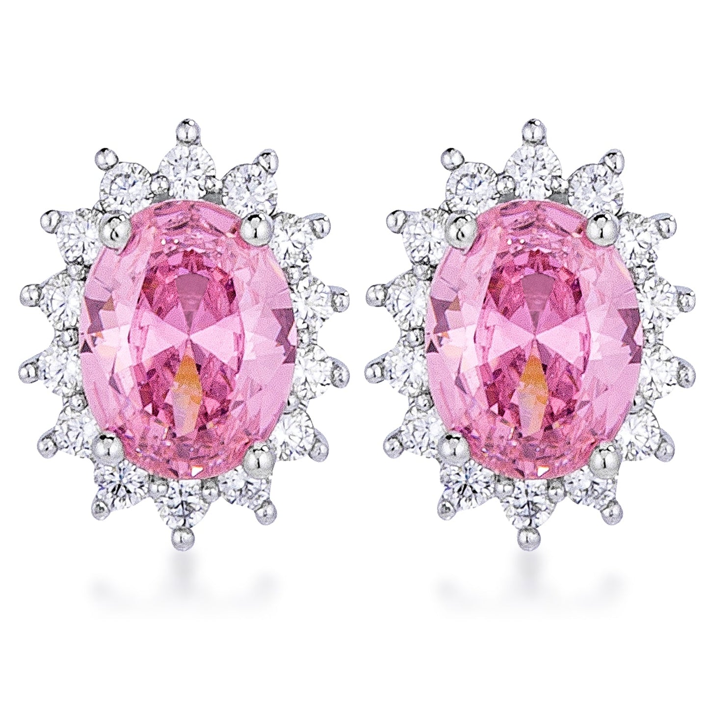 Belleza Oval Earrings | Pink | Silver