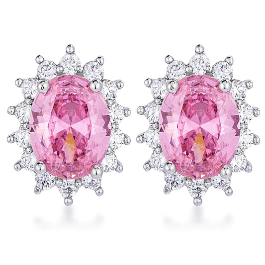 Belleza Oval Earrings | Pink | Silver