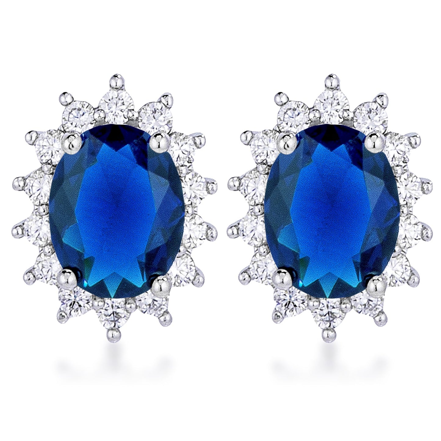 Belleza Oval Earring | Sapphire | Silver