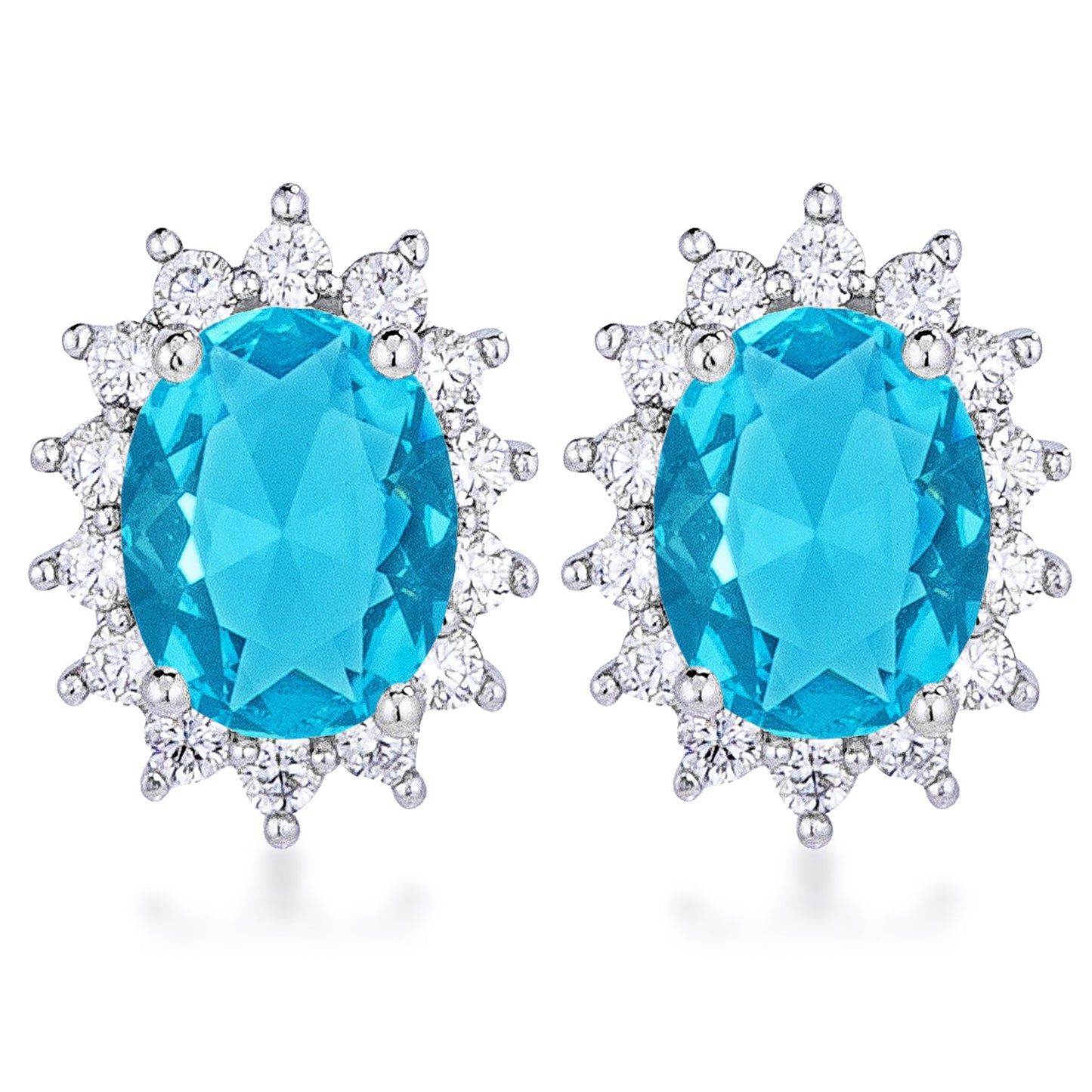 Royal Oval Earrings | Aqua Blue