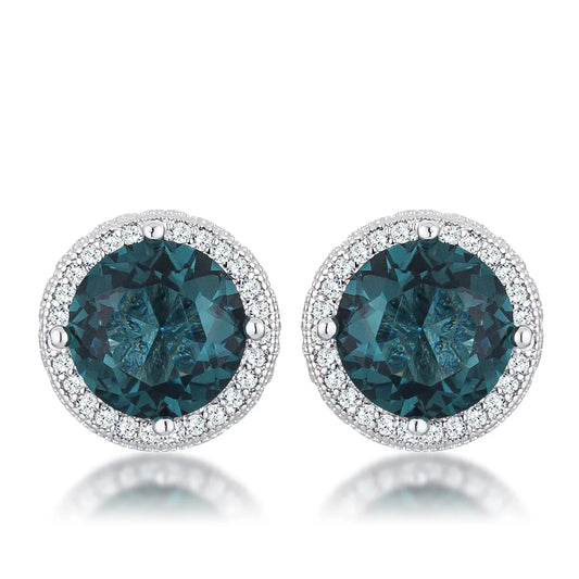 Luxe Stud Earrings | Blue Green | Silver