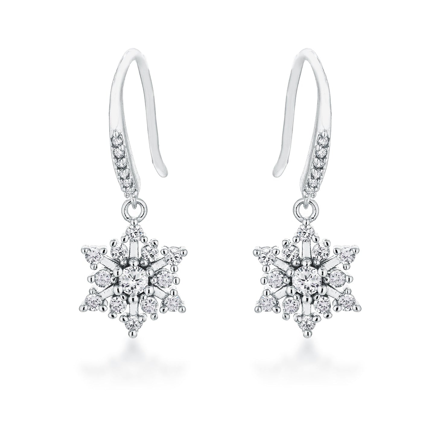 Dainty Snowflake Drop Earrings| Silver