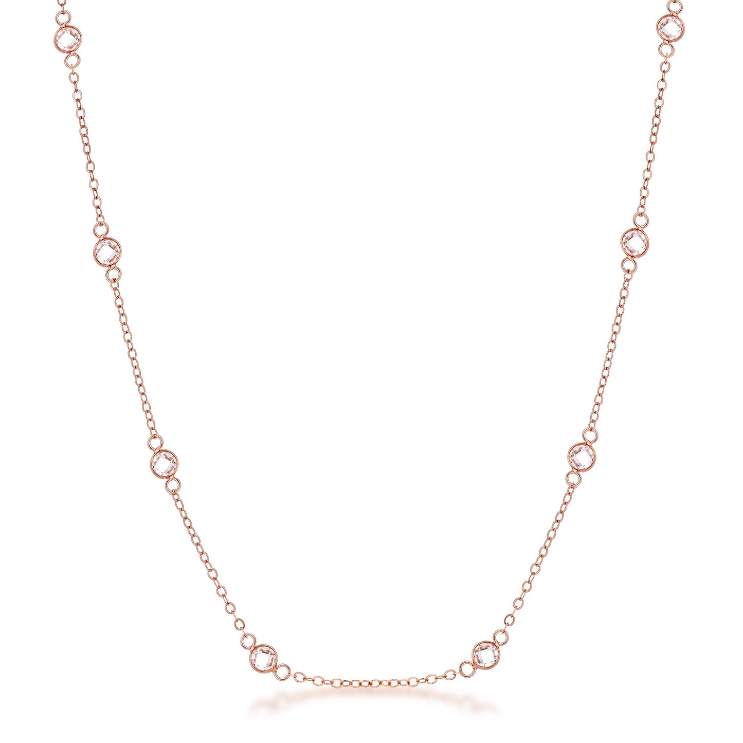 Lecia 16" Round Bezel Saturn Necklace | Rose Gold