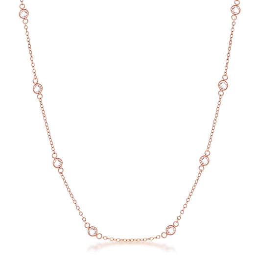 Lecia 16" Round Bezel Saturn Necklace | Rose Gold