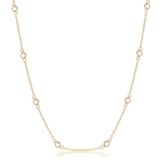 Lecia 16" Round Bezel Saturn Necklace | Gold