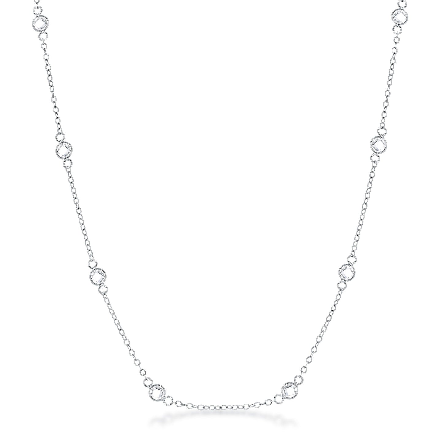 Lecia 16" Round Bezel Saturn Necklace | Silver