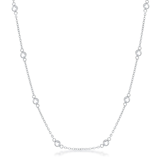 Lecia 16" Round Bezel Saturn Necklace | Silver