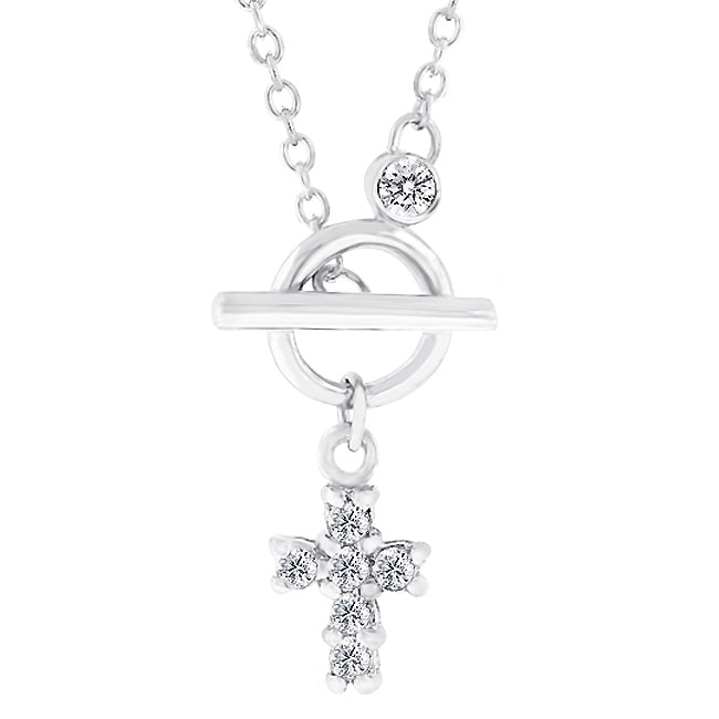 Faith Cross Toggle Necklace | Silver