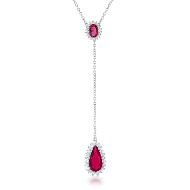 Quinn Classic Drop Lariat Necklace | Ruby | Silver