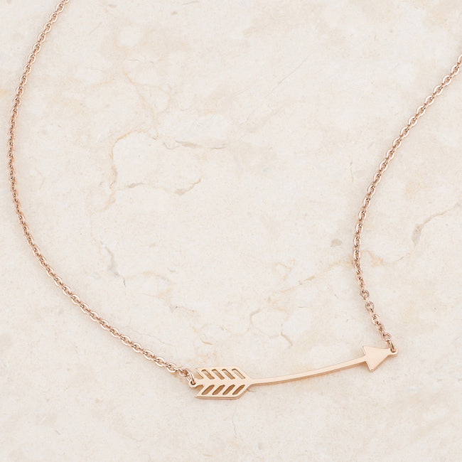 Arianna Rose Gold Stainless Steel Arrow Necklace