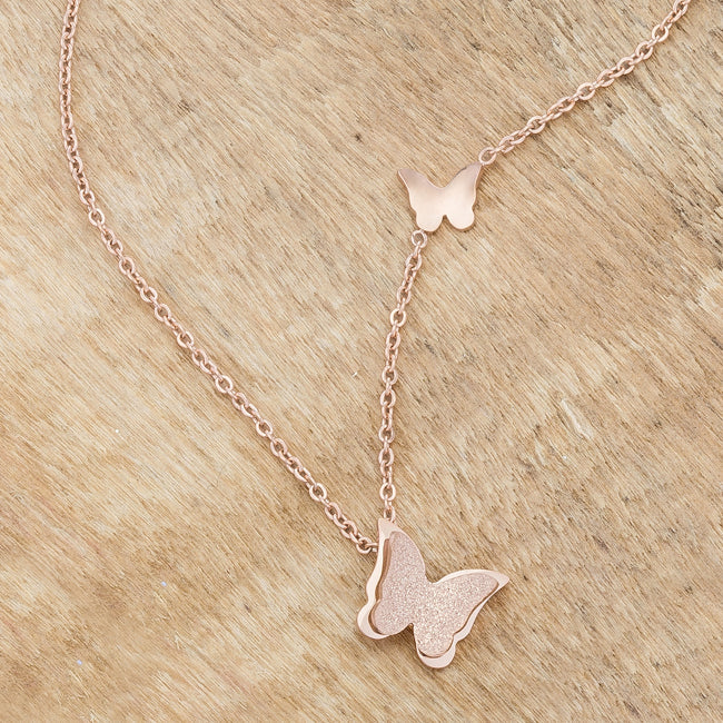 Beatrice Butterfly Necklace | Rose Gold