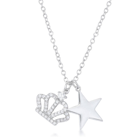 Vanessa Crown & Star Charm Necklace | Silver