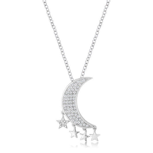 Celestial Moon And Stars Necklace | Silver