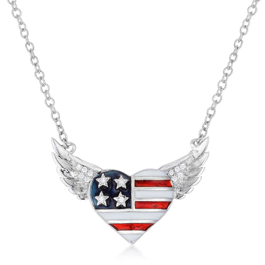 Patriotic Winged Heart Necklace