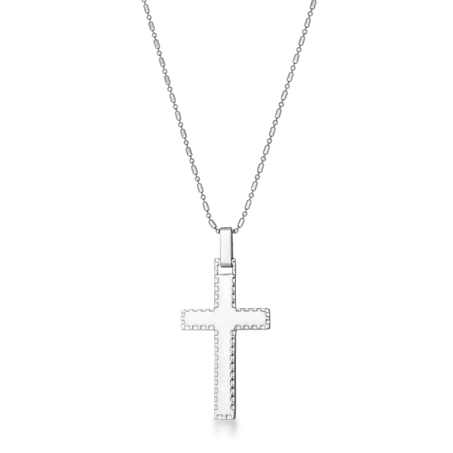 Cross Necklace with Laser Etched | Silver