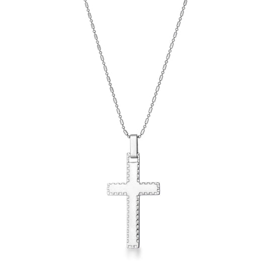 Cross Necklace with Laser Etched | Silver