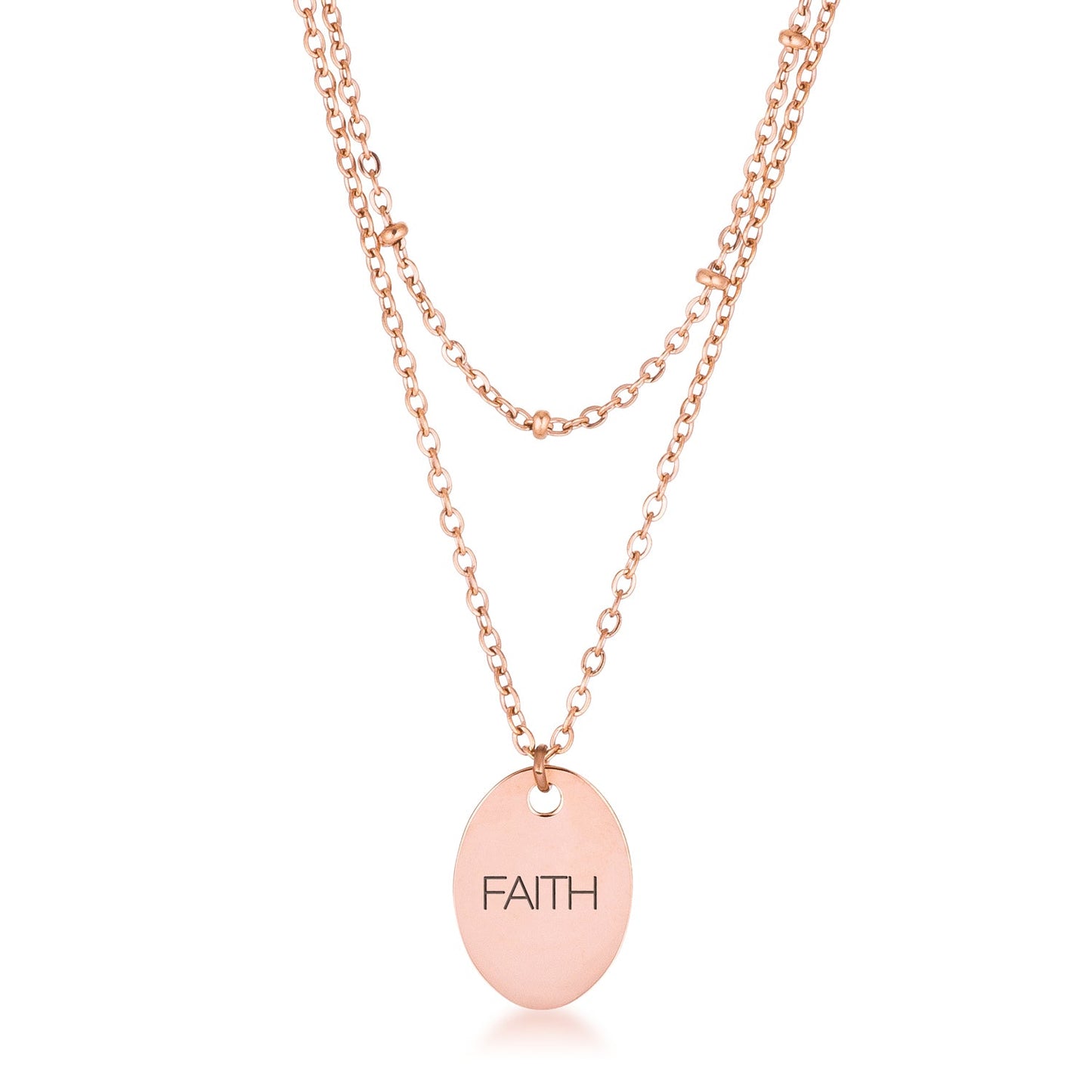 FAITH Double Chain Necklace | Rose Gold