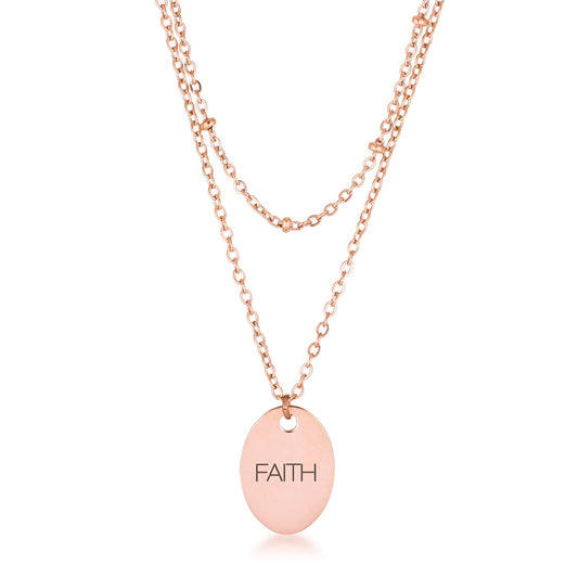 FAITH Double Chain Necklace | Rose Gold