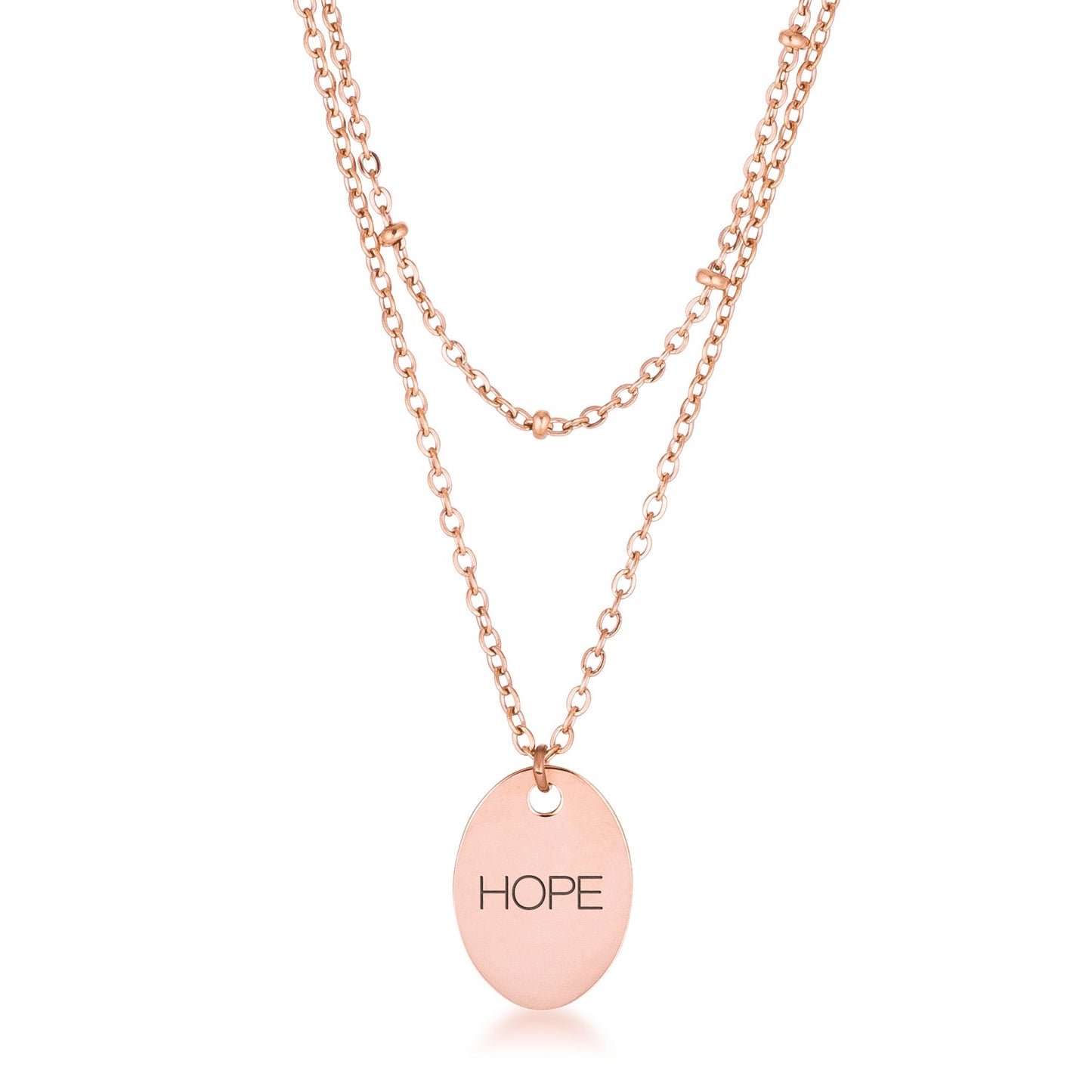 HOPE Double Chain Necklace | Rose Gold