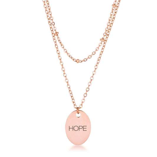 HOPE Double Chain Necklace | Rose Gold