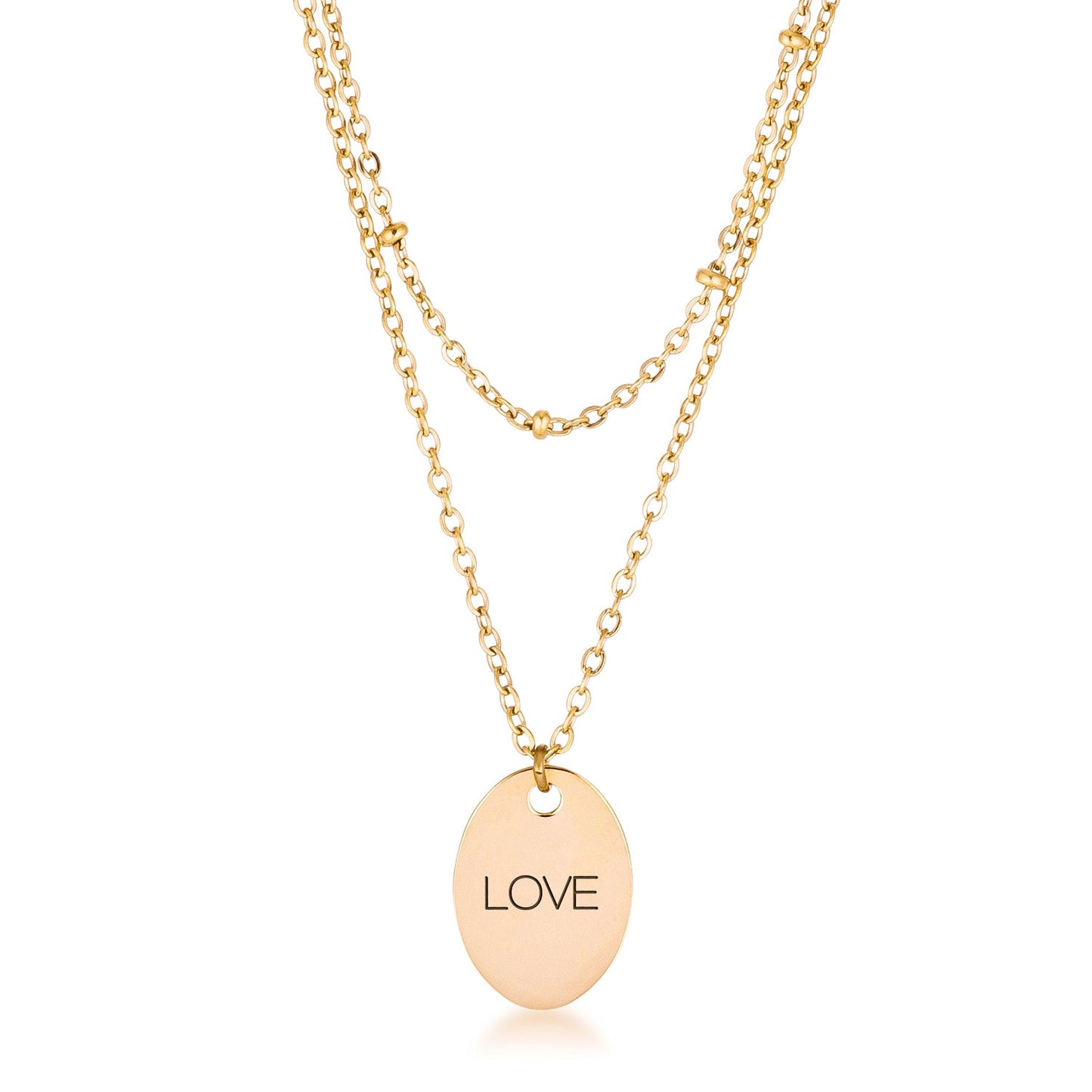 LOVE Double Chain Necklace | Gold