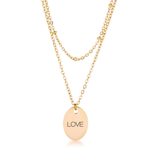 LOVE Double Chain Necklace | Gold