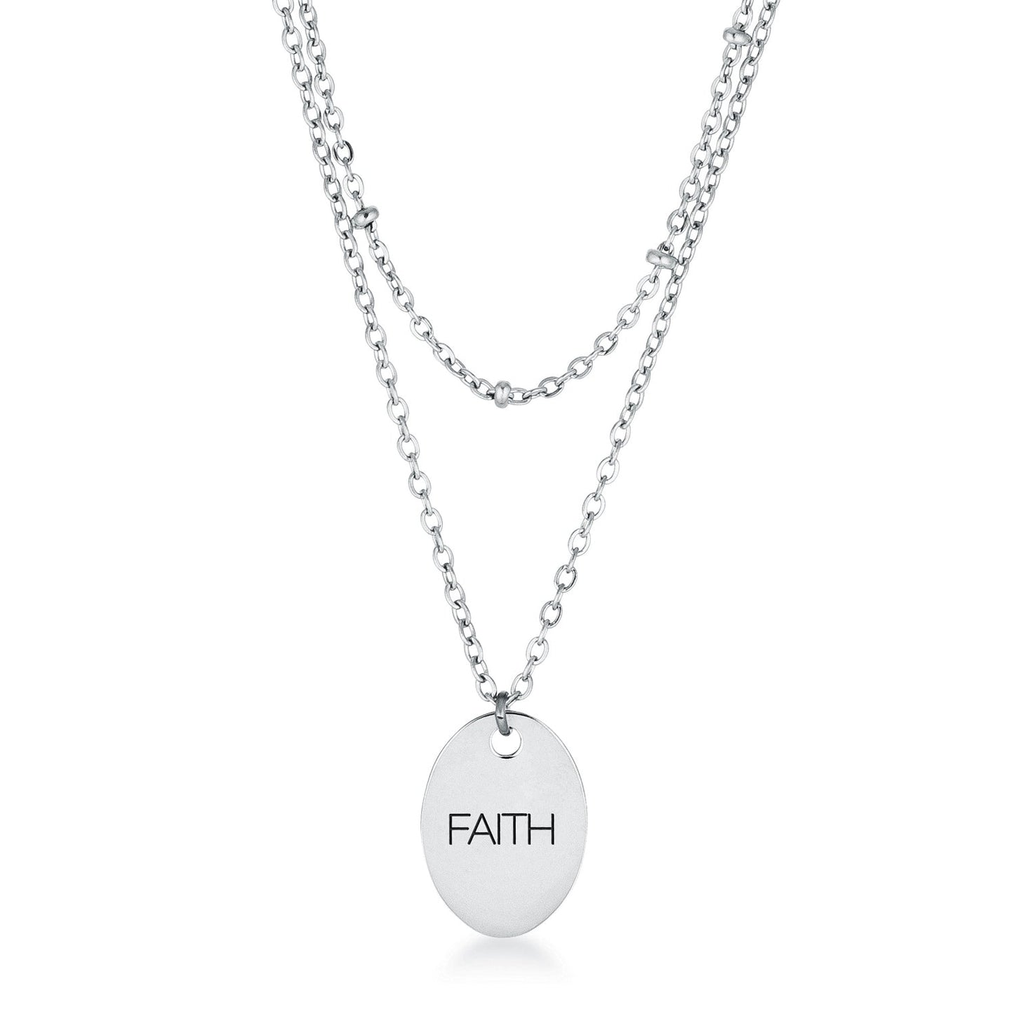 FAITH Double Chain Necklace | Silver