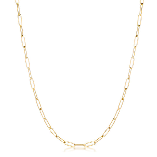 Classic Small Paperclip Chain Necklace | 16k Gold Plated