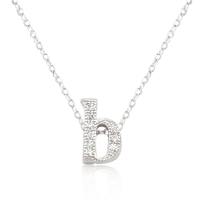 “b” Initial Crystal Necklace | Silver