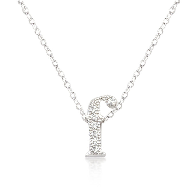 “f” Initial Crystal Necklace | Silver