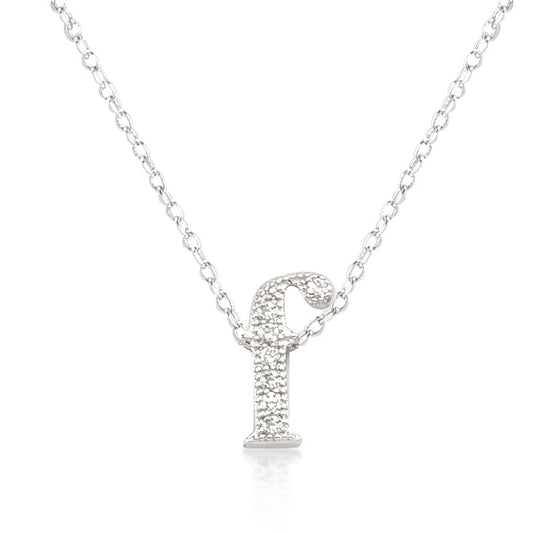 “f” Initial Crystal Necklace | Silver