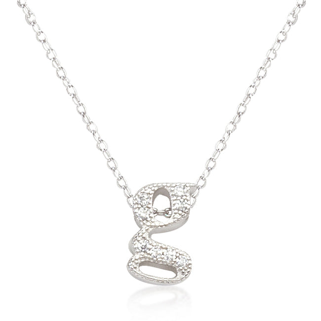 “g” Initial Crystal Necklace | Silver