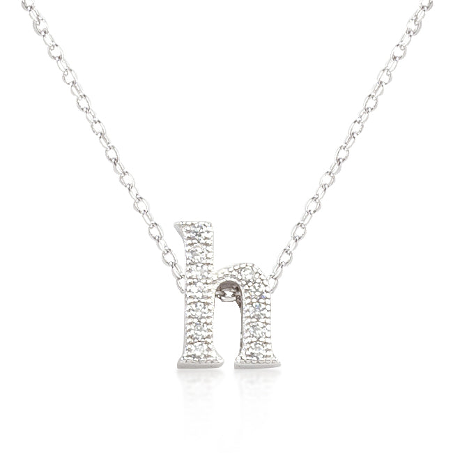 “h” Initial Crystal Necklace | Silver