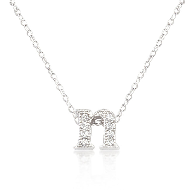 “n” Initial Crystal Necklace | Silver