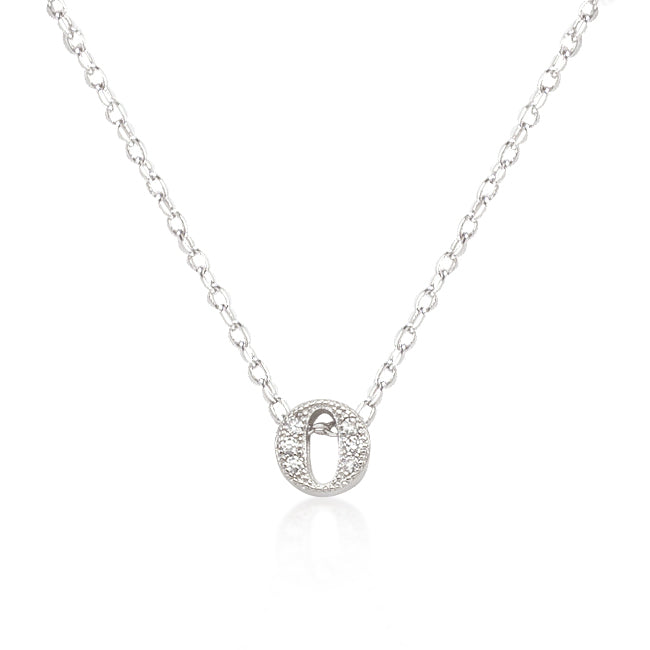 “o” Initial Crystal Necklace | Silver