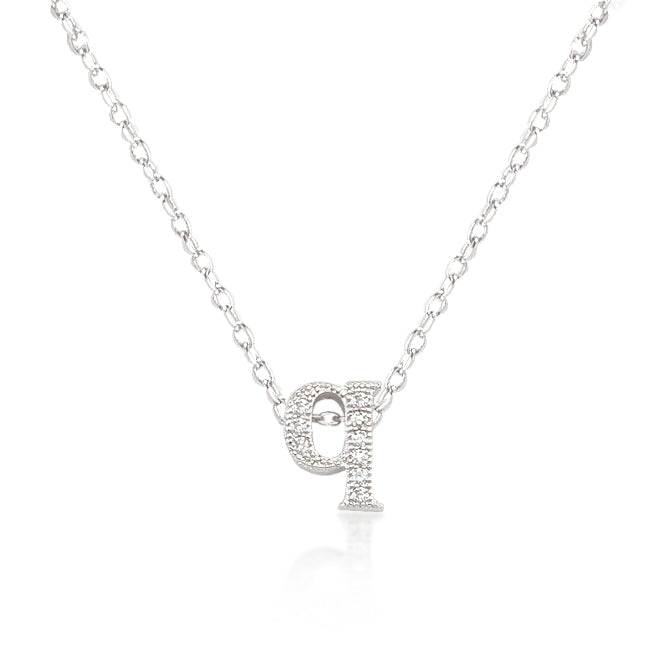 “q” Initial Crystal Necklace | Silver