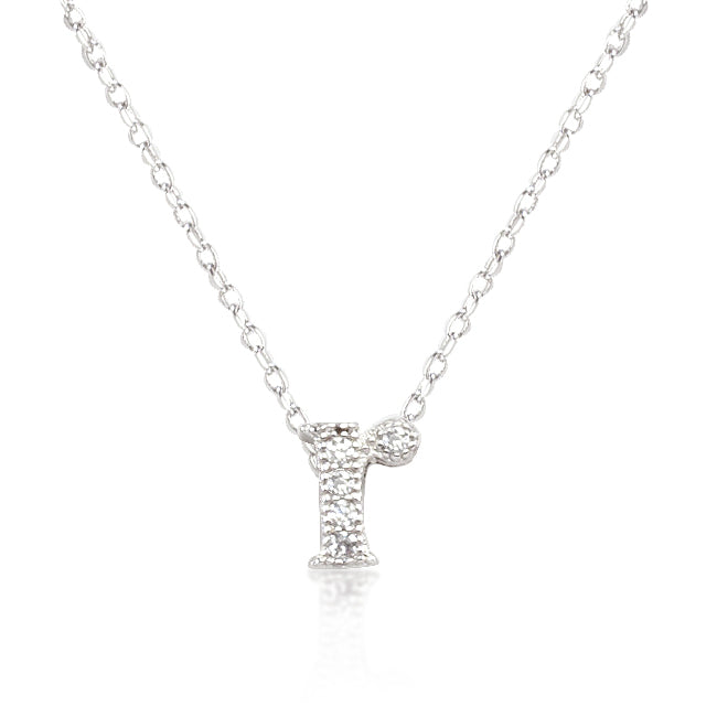 “r” Initial Crystal Necklace | Silver