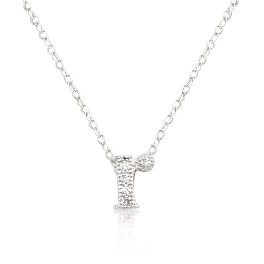 “r” Initial Crystal Necklace | Silver