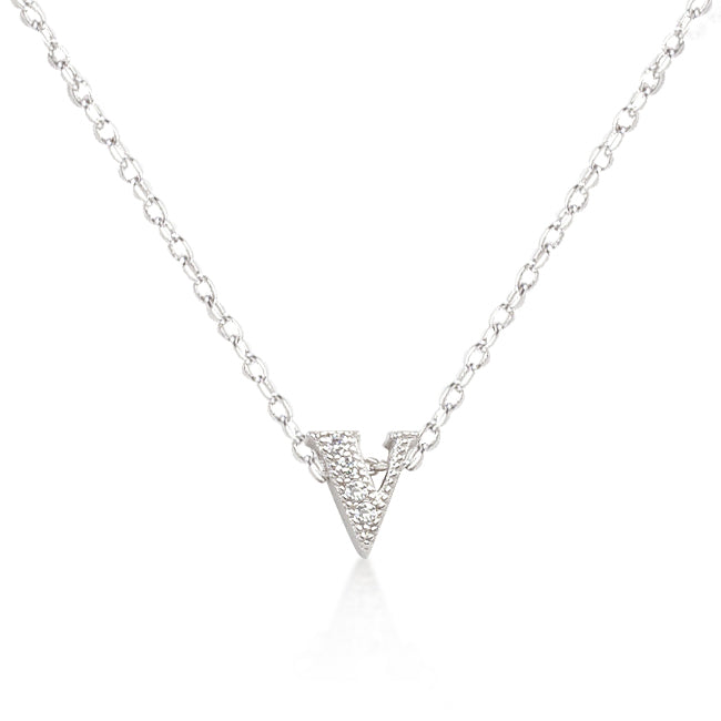 “v” Initial Crystal Necklace | Silver