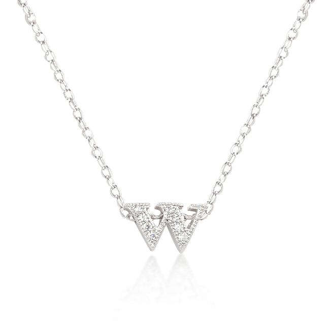 “w” Initial Crystal Necklace | Silver