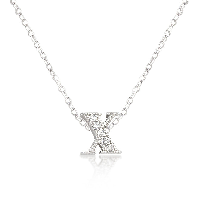 “x” Initial Crystal Necklace | Silver