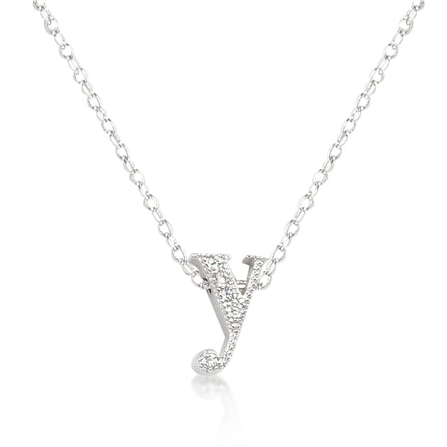 “y” Initial Crystal Necklace | Silver