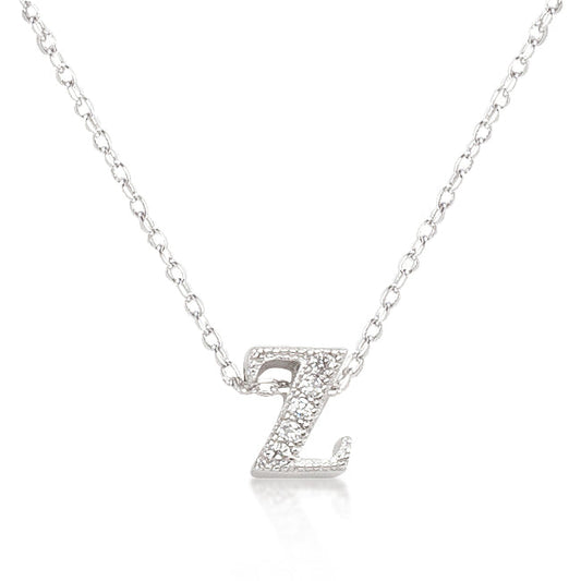 “z” Initial Crystal Necklace | Silver