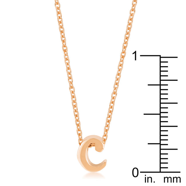 “c” Initial Necklace | Rose Gold