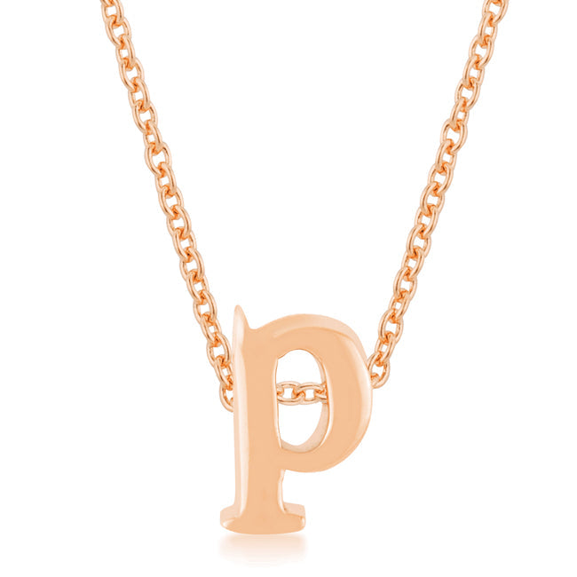 “p” Initial Necklace | Rose Gold